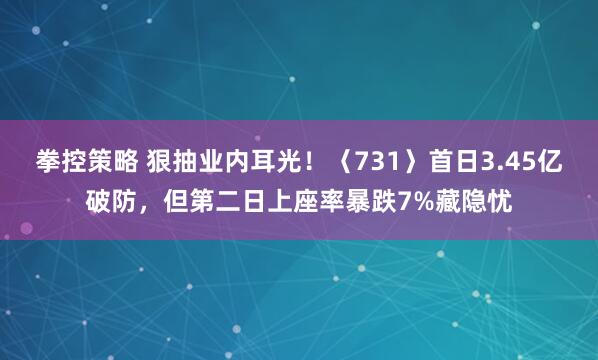 拳控策略 狠抽业内耳光！〈731〉首日3.45亿破防，但第二日上座率暴跌7%藏隐忧