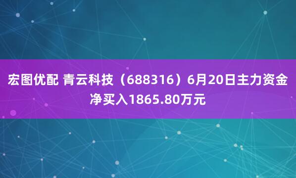 宏图优配 青云科技（688316）6月20日主力资金净买入1865.80万元